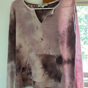 Wallflower Pink and Black Tie-Dye Pullover